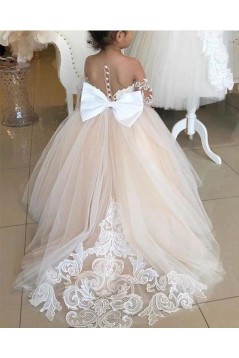 Cute Lace and Tulle Flower Girl Dresses with Sleeves 905027