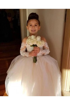 Cute Lace and Tulle Flower Girl Dresses with Sleeves 905027