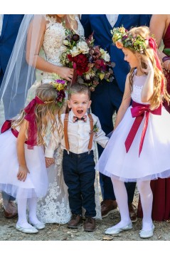 Lace and Tulle Knee Length Flower Girl Dresses 905058