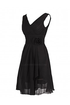 A-Line V-Neck Short Purple Chiffon Bridesmaid Dresses/Wedding Dresses BD010002