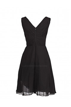 A-Line V-Neck Short Purple Chiffon Bridesmaid Dresses/Wedding Dresses BD010002