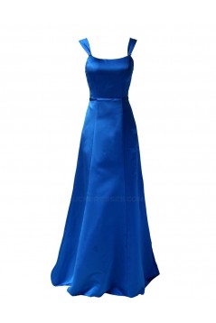 A-Line Straps Sleeveless Royal Blue Long Satin Bridesmaid Dresses/Wedding Party Dresses BD010008
