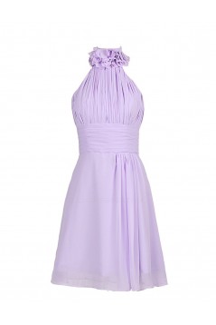 A-Line Halter Short Purple Chiffon Bridesmaid Dresses/Wedding Party Dresses BD010023