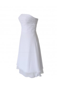 A-Line Strapless Short White Bridesmaid Dresses/Wedding Party Dresses BD010025