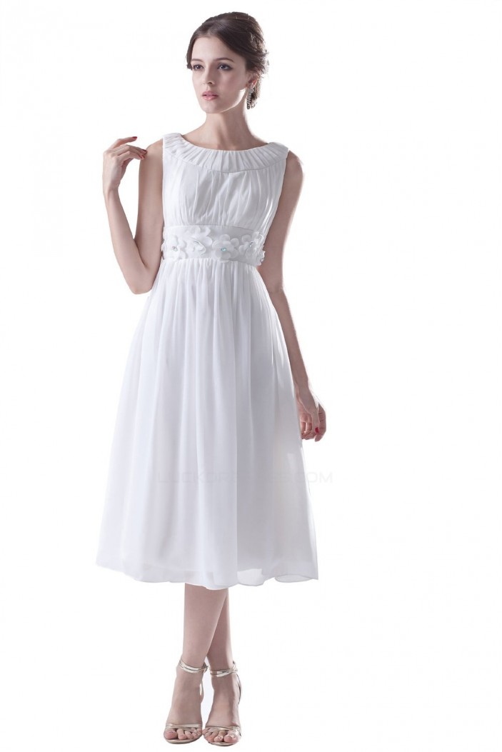 A-Line Short White Chiffon Bridesmaid Dresses/Wedding Party Dresses BD010026