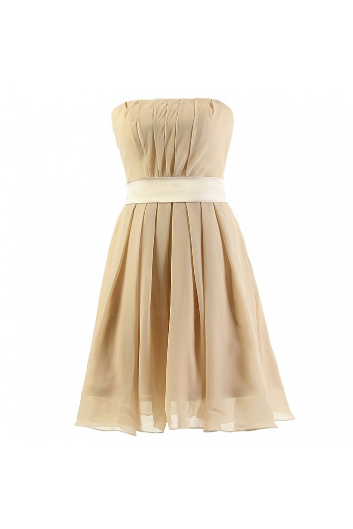 A-Line Strapless Short Chiffon Bridesmaid Dresses/Wedding Party Dresses BD010040