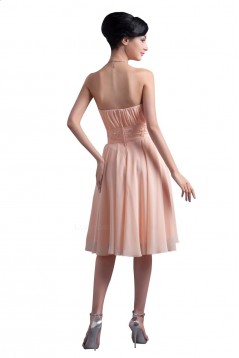 A-Line Strapless Beaded Short Chiffon Bridesmaid Dresses/Wedding Party Dresses BD010065
