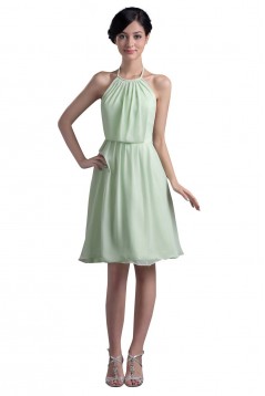 A-Line Halter Short Chiffon Bridesmaid Dresses/Wedding Party Dresses BD010068