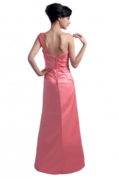A-Line One-Shoulder Long Satin Bridesmaid Dresses/Wedding Party Dresses BD010084
