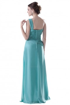 Sheath/Column One-Shoulder Long Blue Chiffon Bridesmaid Dresses/Wedding Party Dresses BD010086