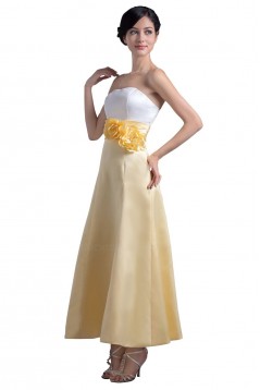 A-Line Strapless Tea Length Bridesmaid Dresses/Wedding Party Dresses BD010095