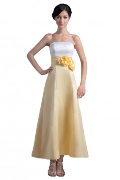 A-Line Strapless Tea Length Bridesmaid Dresses/Wedding Party Dresses BD010095