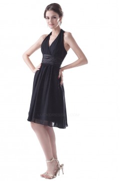 A-Line Halter Black Short Chiffon Bridesmaid Dresses/Wedding Party Dresses BD010112