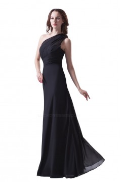 A-Line One-Shoulder Long Black Chiffon Bridesmaid Dresses/Wedding Party Dresses BD010117
