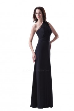 A-Line One-Shoulder Long Black Chiffon Bridesmaid Dresses/Wedding Party Dresses BD010117