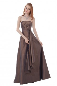 A-Line Strapless Long Chocolate Bridesmaid Dresses/Wedding Party Dresses BD010148