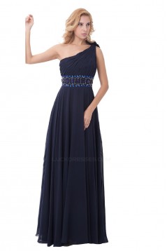 Sheath/Column One-Shoulder Beaded Navy Blue Long Bridesmaid Dresses/Wedding Party Dresses/Evening Dresses BD010153