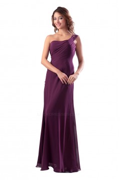 Sheath/Column One-Shoulder Grape Long Chiffon Bridesmaid Dresses/Wedding Party Dresses BD010154