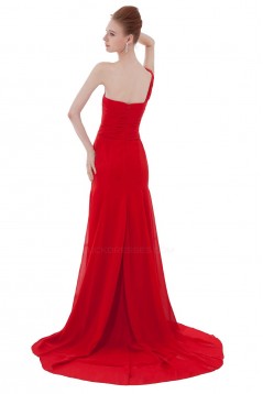A-Line One-Shoulder Long Red Chiffon Bridesmaid Dresses/Wedding Party Dresses BD010158