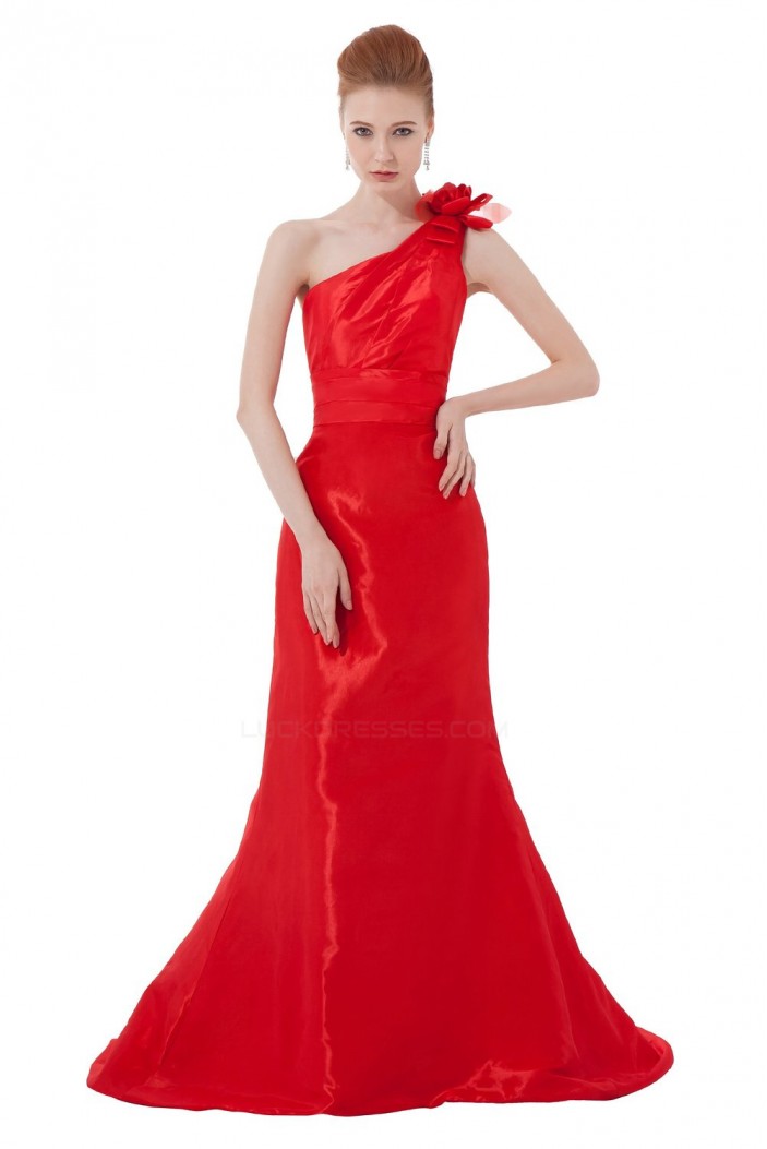Trumpet/Mermaid One-Shoulder Long Red Bridesmaid Dresses/Wedding Party Dresses BD010166