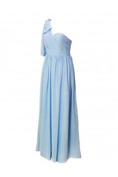 A-Line One-Shoulder Blue Long Chiffon Bridesmaid Dresses/Wedding Party Dresses BD010182