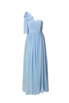 A-Line One-Shoulder Blue Long Chiffon Bridesmaid Dresses/Wedding Party Dresses BD010182