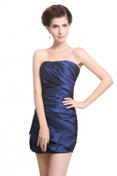 Short/Mini Strapless Navy Blue Bridesmaid Dresses/Wedding Party Dresses BD010193