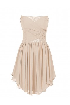 A-Line Strapless Short/Mini Chiffon and Lace Bridesmaid Dresses/Wedding Party Dresses BD010194