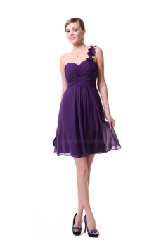 A-Line One-Shoulder Short Purple Chiffon Bridesmaid Dresses/Wedding Party Dresses BD010220