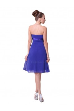 A-Line Strapless Royal Blue Chiffon Short Bridesmaid Dresses/Wedding Party Dresses BD010225