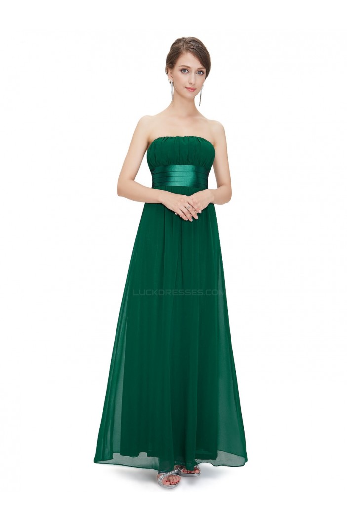 A-Line Empire Strapless Long Green Chiffon Bridesmaid Dresses/Wedding Party Dresses/Maternity Dresses BD010249