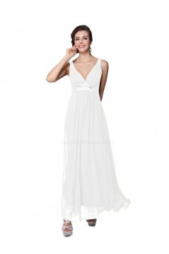 Empire Long White Beaded Chiffon Bridesmaid Dresses/Wedding Party Dresses/Maternity Evening Dresses BD010260