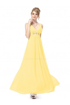 Empire Long Yellow Beaded Chiffon Bridesmaid Dresses/Maternity Evening Dresses BD010261