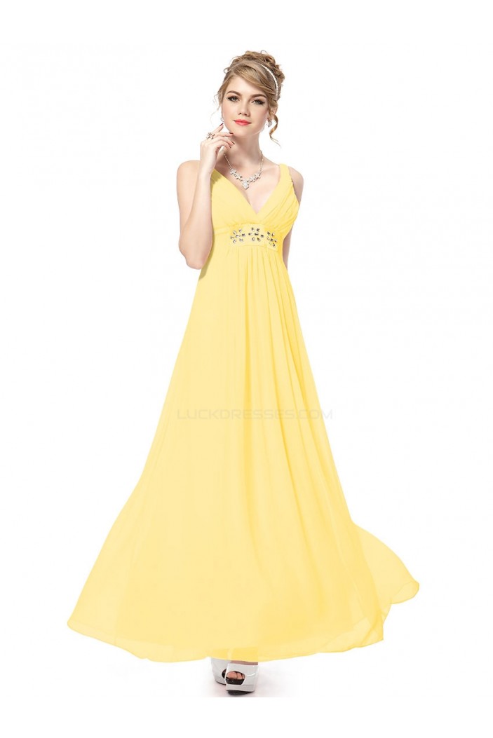 Empire Long Yellow Beaded Chiffon Bridesmaid Dresses/Maternity Evening Dresses BD010261