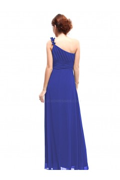 A-Line One-Shoulder Long Royal Blue Chiffon Bridesmaid Dresses/Evening Dresses BD010264