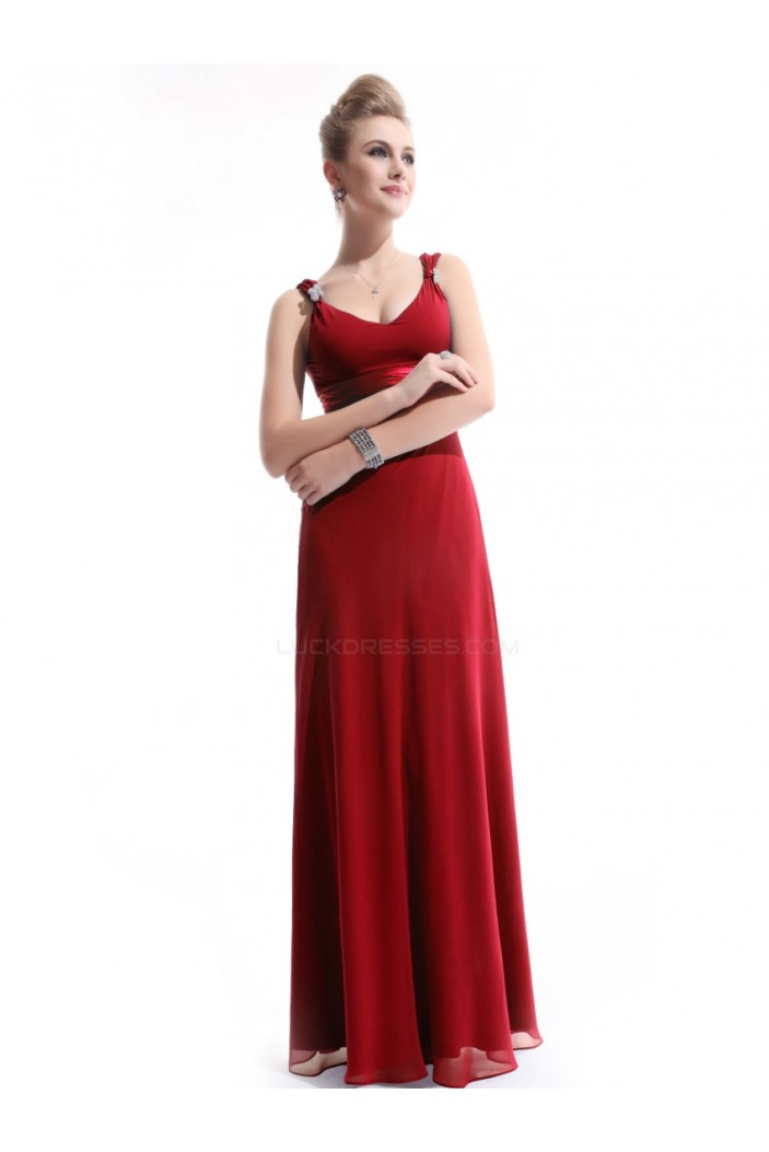 Sheath V-Neck Long Red Chiffon Bridesmaid Dresses/Evening Dresses BD010267