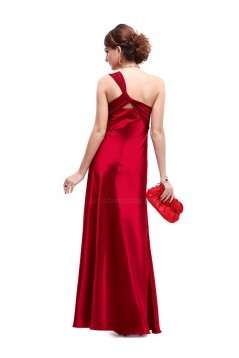 Empire One-Shoulder Red Long Chiffon Bridesmaid Dresses/Evening Dresses BD010270