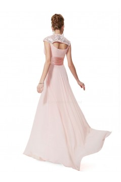 A-Line Long Pink Chiffon Bridesmaid Dresses/Evening Dresses BD010273