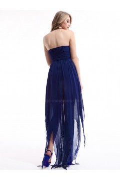 High Low Strapless Royal Blue Chiffon Bridesmaid Dresses/Evening Dresses BD010276