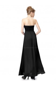 A-Line Strapless Long Black Chiffon Bridesmaid Dresses/Evening Dresses BD010278