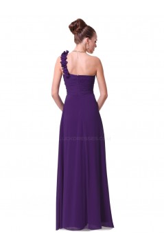 A-Line One-Shoulder Sweetheart Long Purple Chiffon Bridesmaid Dresses/Evening Dresses BD010287