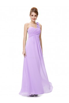 A-Line One-Shoulder Sweetheart Long Lilac Chiffon Bridesmaid Dresses/Evening Dresses BD010288