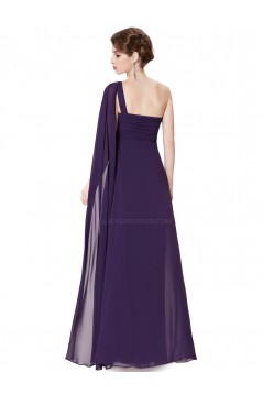 Empire One-Shoulder Long Purple Chiffon Bridesmaid Dresses/Evening Dresses/Maternity Dresses BD010295