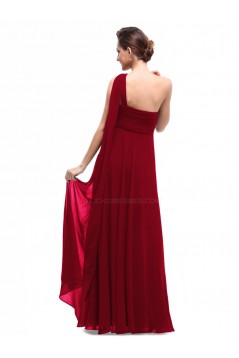 Empire One-Shoulder Long Burgundy Chiffon Bridesmaid Dresses/Evening Dresses/Maternity Dresses BD010296
