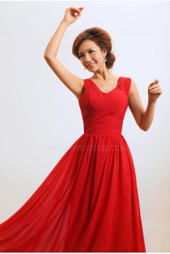 A-Line Chiffon Long Red Bridesmaid Dresses/Wedding Party Dresses BD010309