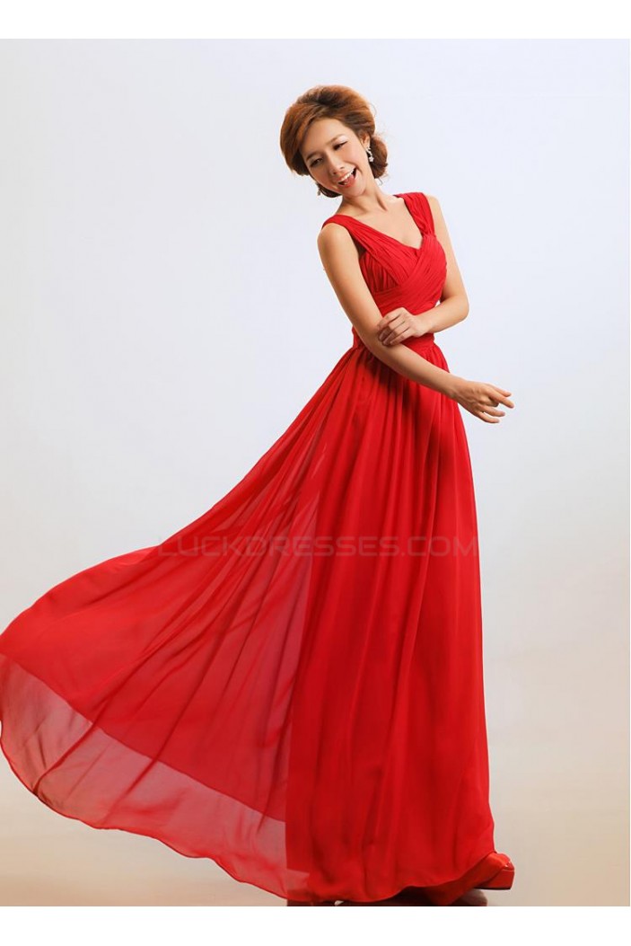 A-Line Chiffon Long Red Bridesmaid Dresses/Wedding Party Dresses BD010309