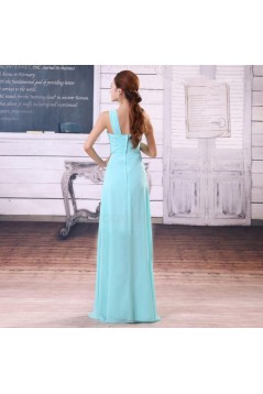 A-Line One-Shoulder Long Blue Chiffon Bridesmaid Dresses/Wedding Party Dresses BD010310