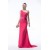 Sheath One-Shoulder Hot Pink Beaded Long Chiffon Bridesmaid Dresses/Evening Dresses BD010315