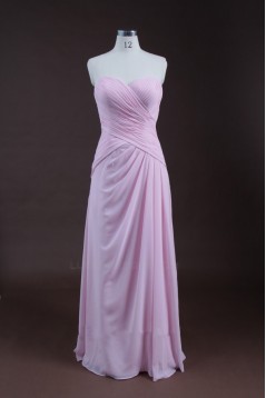 Sheath/Column Sweetheart Long Pink Chiffon Bridesmaid Dresses/Wedding Party Dresses BD010319