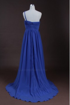 Sheath/Column One-Shoulder Long Blue Chiffon Bridesmaid Dresses/Wedding Party Dresses BD010321
